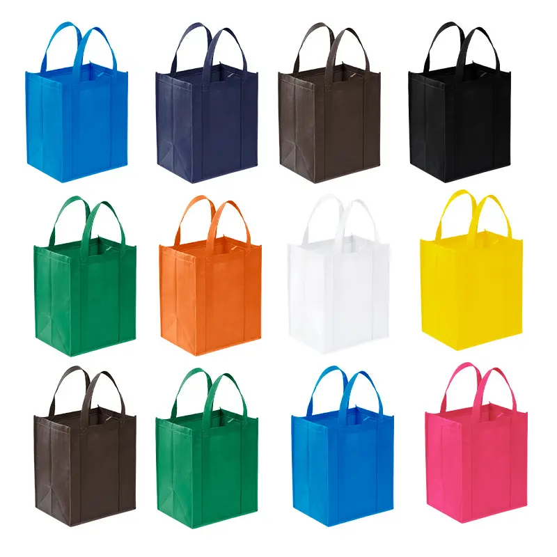 New Arrival Quality Reusable Foldable Button Shopping Bag  Non-Woven Tote Pouch Storage Handbag Grocery Eco Friendly Bags
