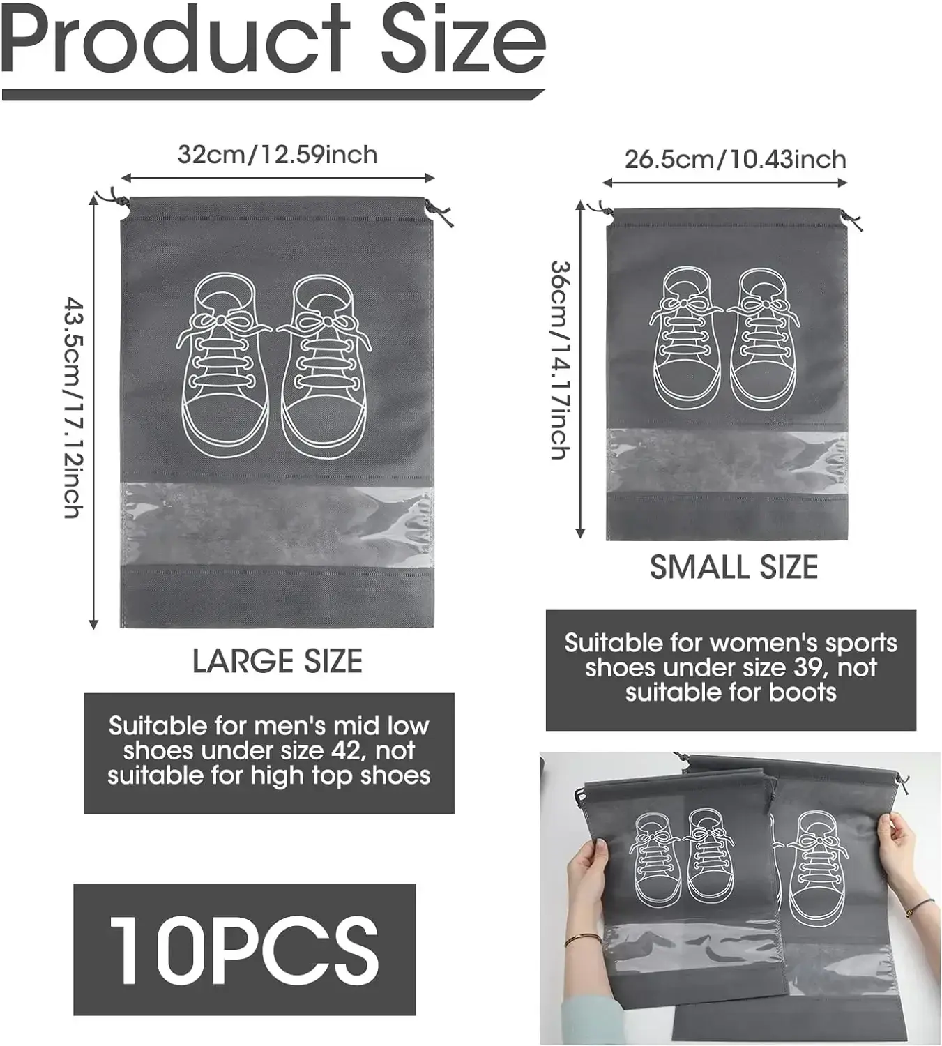 5/10PCS Shoes Storage Organizer Bags Non-Woven Shoe Dust Bags Portable Travel Shoe Bag Shoes Storage Packing Pouch Organizers