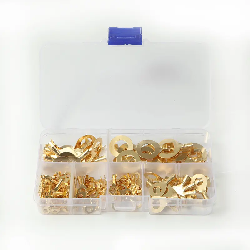 M3/M4/M5/M6/M8/M10 Ring Lugs Eyes Copper Crimp Terminals Cable Lug Wire Connector Non-insulated Assortment Kit