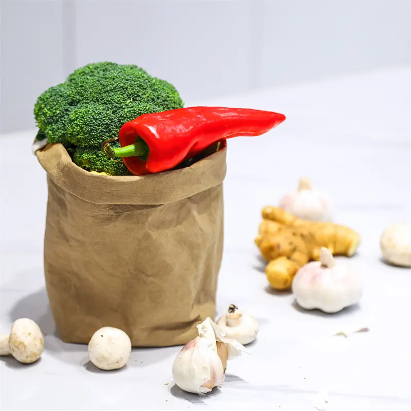 DINYAO Thickening Cowhide Paper Bag Eco-friendly Foldable Washable Home Storage Bag for Plants, Fruits and Vegetables