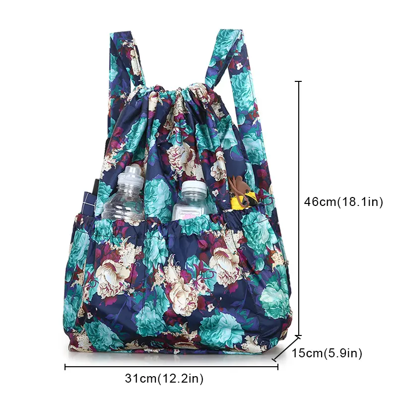 Fashion Drawstring Backpacks Versatile Outdoor Hiking Sports Bag Women Lightweight Large Capacity Ethnic Style Waterproof Bag