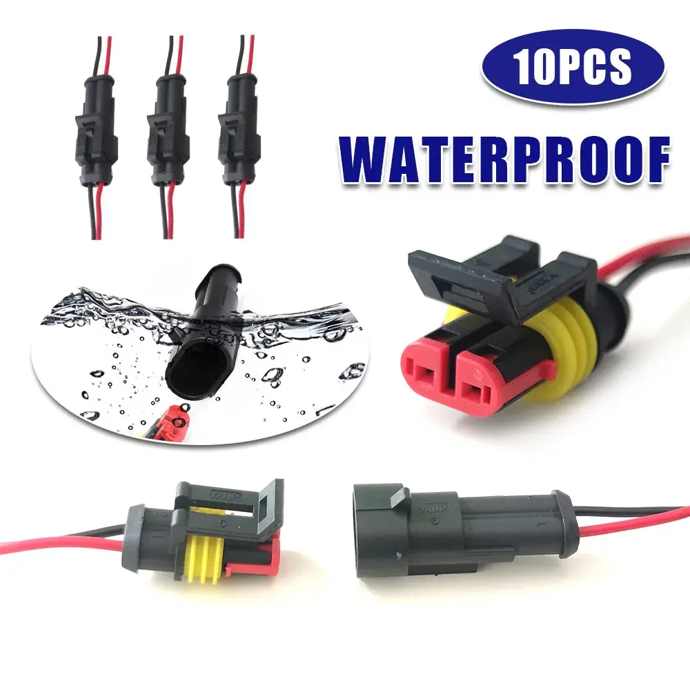 12V Wire Connector 2pin 10pcs Cable Wire Connector Plug Super Seal Waterproof Electrical Wire Connector Plug for Home Car