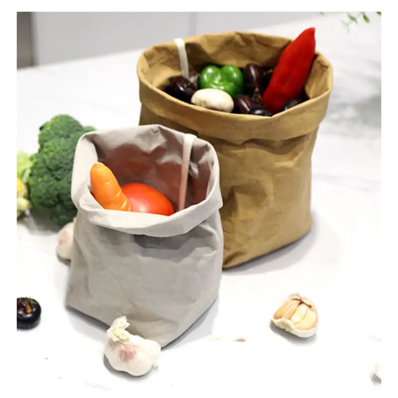 DINYAO Thickening Cowhide Paper Bag Eco-friendly Foldable Washable Home Storage Bag for Plants, Fruits and Vegetables