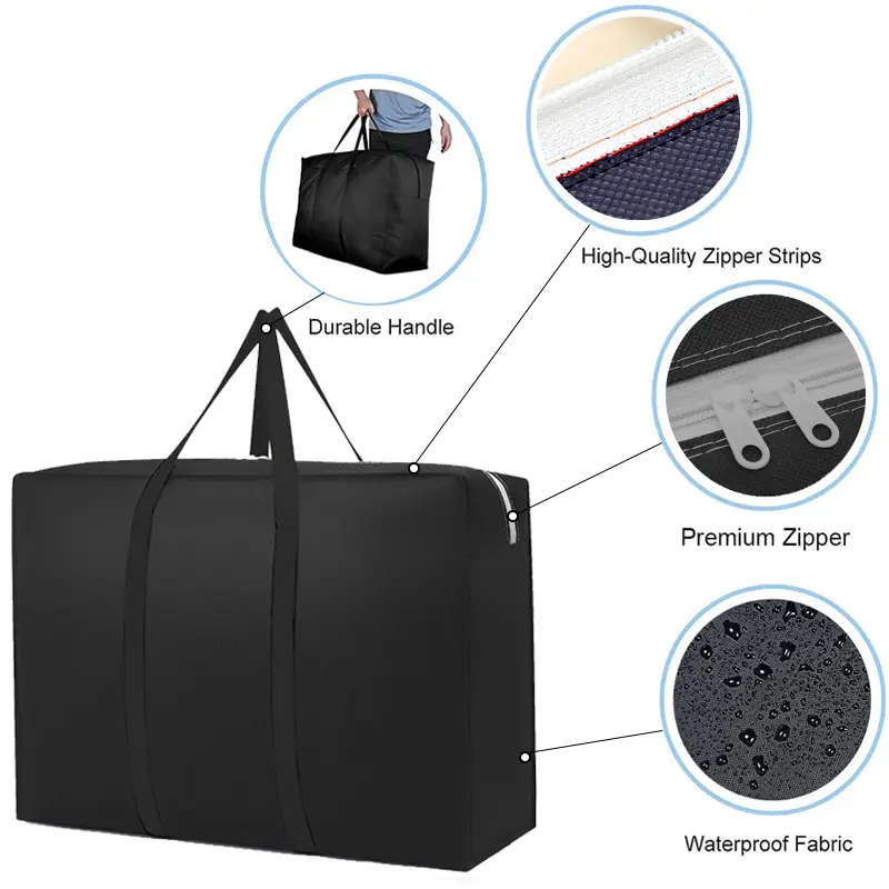 Extra Large Waterproof Moving Luggage Bags solid color large capacity clothes organizing bag Home Storage organizing Tool