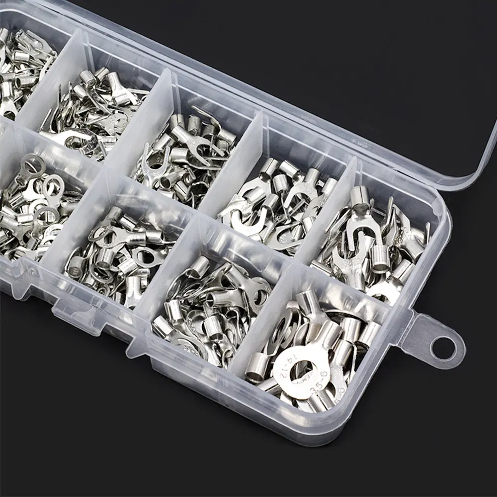 Copper Ring Fork Terminals Kit Non-Insulated Electrical O/Y Type  Brass Terminal Assortment Set Cable Wire Connector Crimp Spade