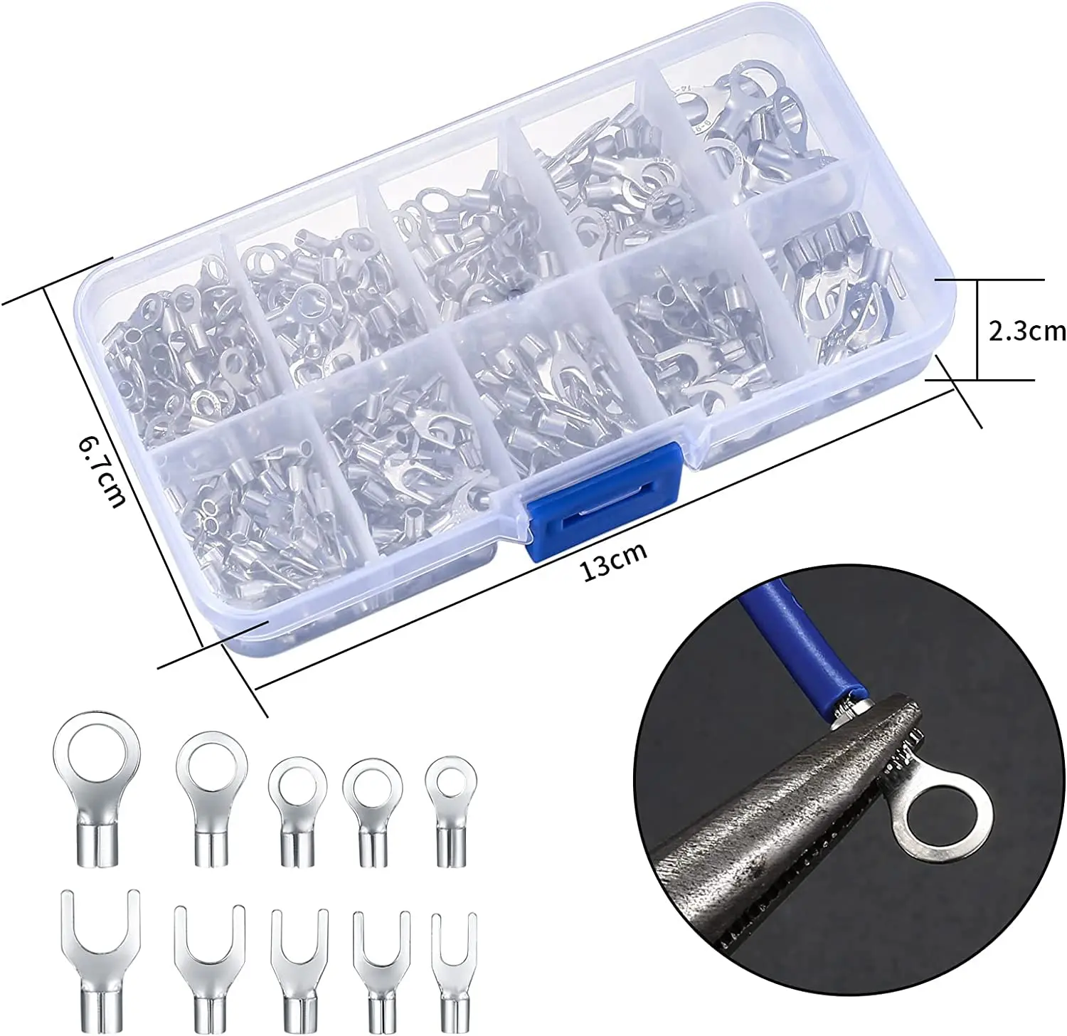 Copper Ring Fork Terminals Kit Non-Insulated Electrical O/Y Type  Brass Terminal Assortment Set Cable Wire Connector Crimp Spade