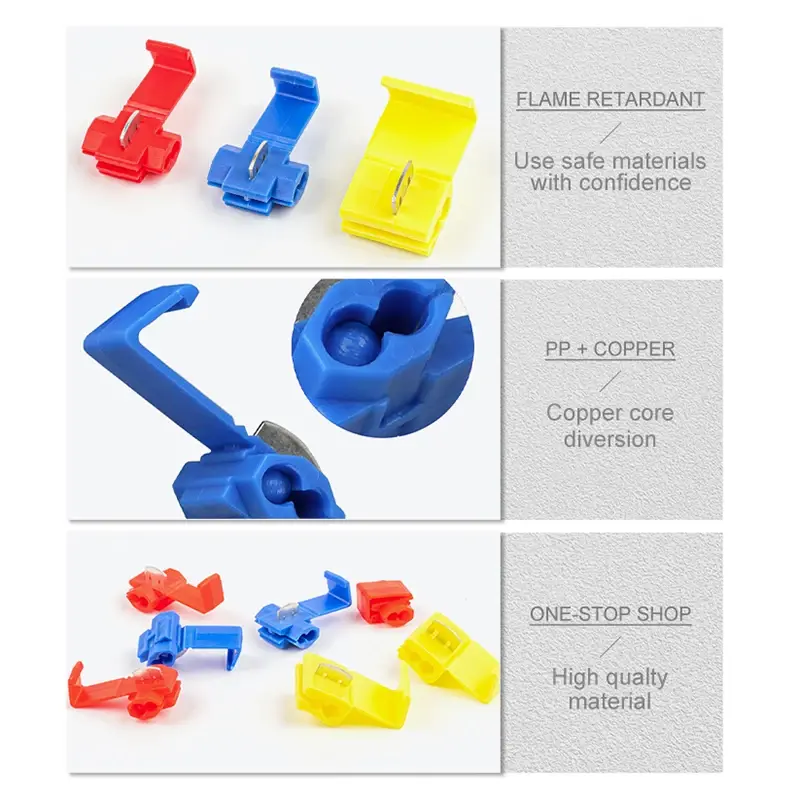 25PCS Quick Splice Terminals Wire Cable Connectors Scotch Lock Electric AWG 22-18 Crimp Non Destructive Without Breaking Line