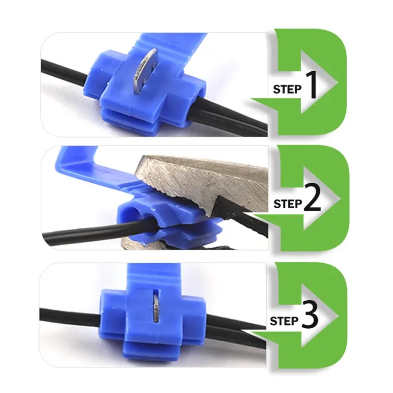 25PCS Quick Splice Terminals Wire Cable Connectors Scotch Lock Electric AWG 22-18 Crimp Non Destructive Without Breaking Line