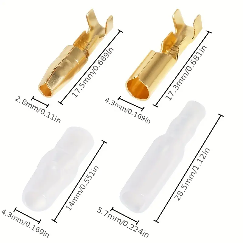 200PCS 50 Set 3.9mm Male Female Motorcycle Bullet Connector Socket Classic TerminalS For Cable Wire of 1.0 mm to 2.5 mm