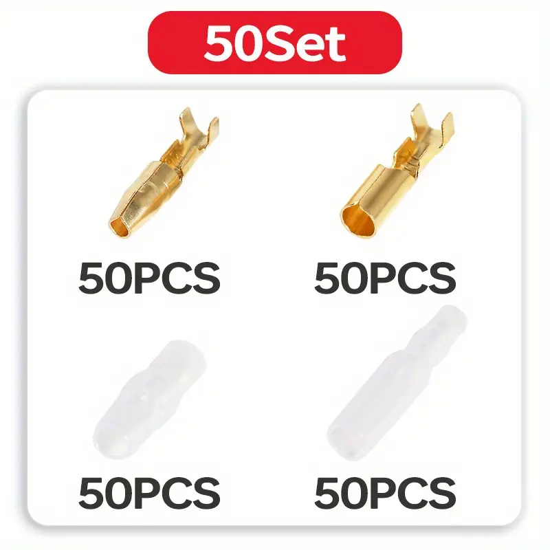 200PCS 50 Set 3.9mm Male Female Motorcycle Bullet Connector Socket Classic TerminalS For Cable Wire of 1.0 mm to 2.5 mm