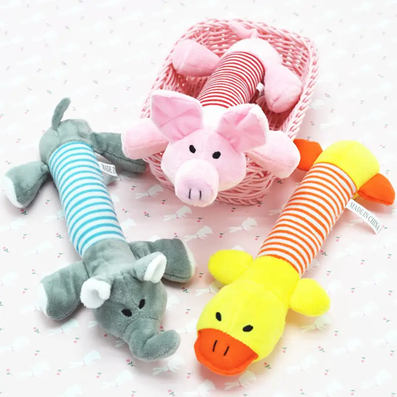 Plush Pet Dog Toy Chew Squeak Toys For Dogs Supplies Fit for All Puppy Pet Sound Toy Cute Elephant Duck Pig Plush Toys For Pets