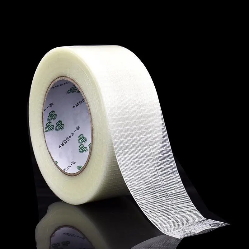 25M Grid Fiber Tape Toy Airplane Model Super Strong Mesh Single-Sided Tape Wear-Resistant  Glass Fiber Strong Reinforced tape