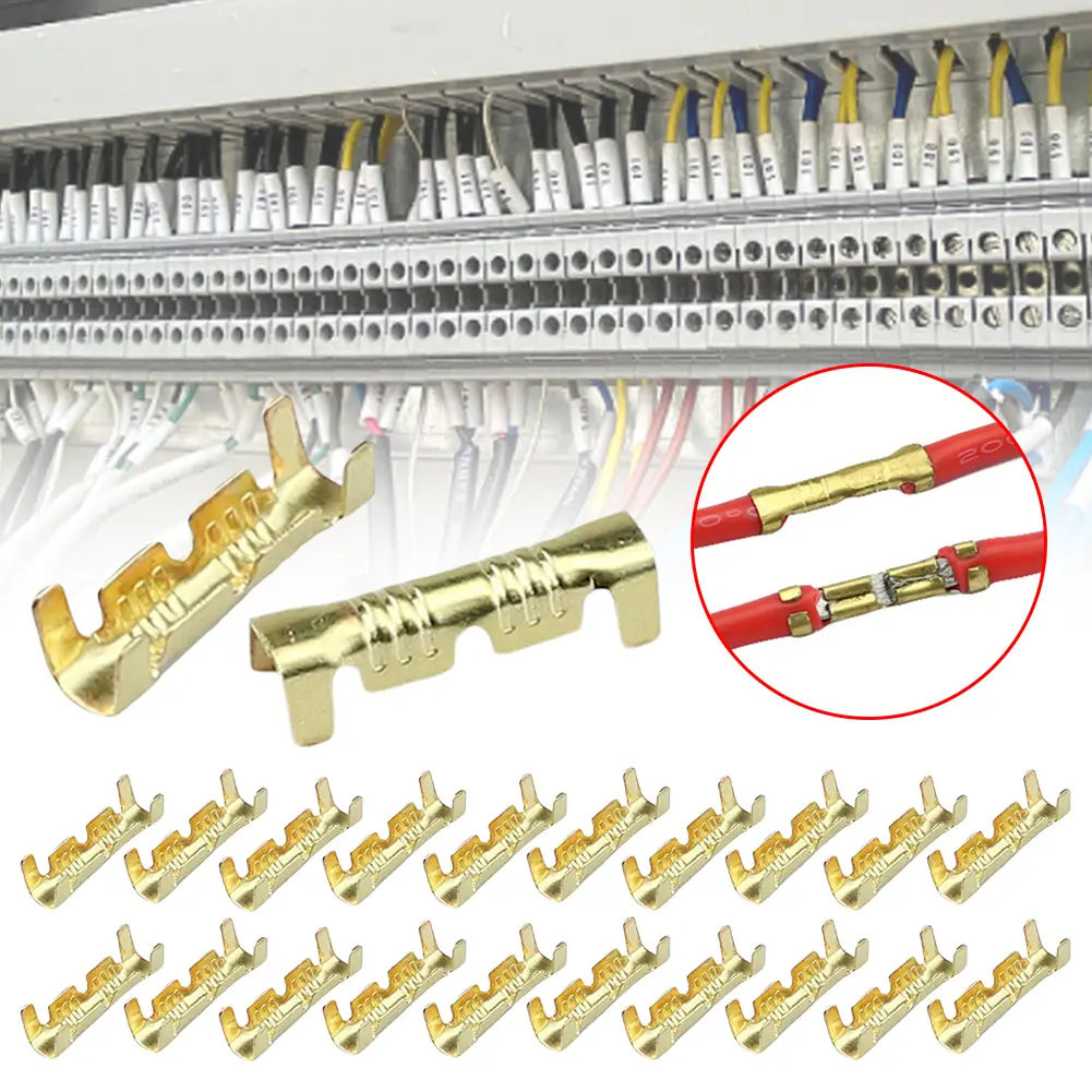 100/200Pcs Tab Cold Inserts Terminals 453 U Type 0.3-1.5mm2 Wire Connector Terminals Pressing Button Quick Connect Terminal