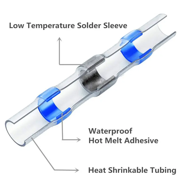 50/100/200Pcs Waterproof Solder Seal Heat Connector Shrink Butt Connectors Lug Terminals Electrical Wire Car Insulated Terminal