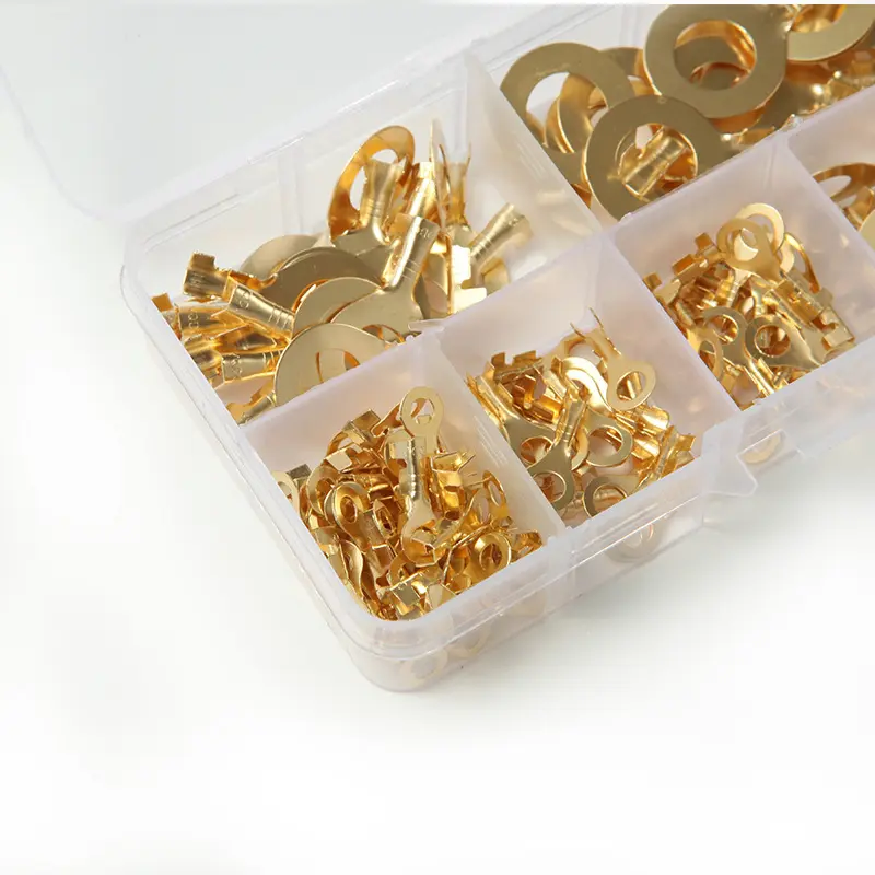 150pcs/set Round Terminal Block DJ431 O-type Lugs Terminals Cold-Pressed Connector Copper Tab Wiring Nose Combination Set