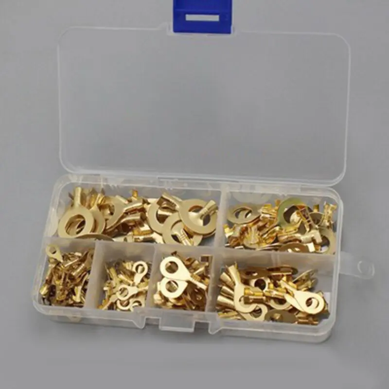 150pcs/set Round Terminal Block DJ431 O-type Lugs Terminals Cold-Pressed Connector Copper Tab Wiring Nose Combination Set