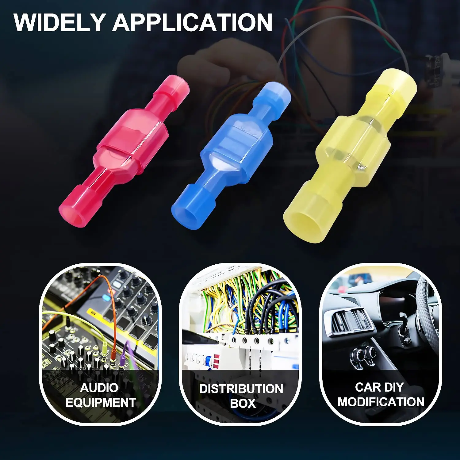 100/80/60 pcs nylon spade wire connector, 22-10 awg gauge electrical fully insulated crimps terminal connectors
