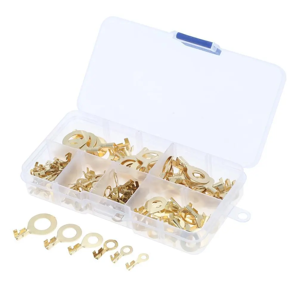 150pcs/set Round Terminal Block DJ431 O-type Lugs Terminals Cold-Pressed Connector Copper Tab Wiring Nose Combination Set New