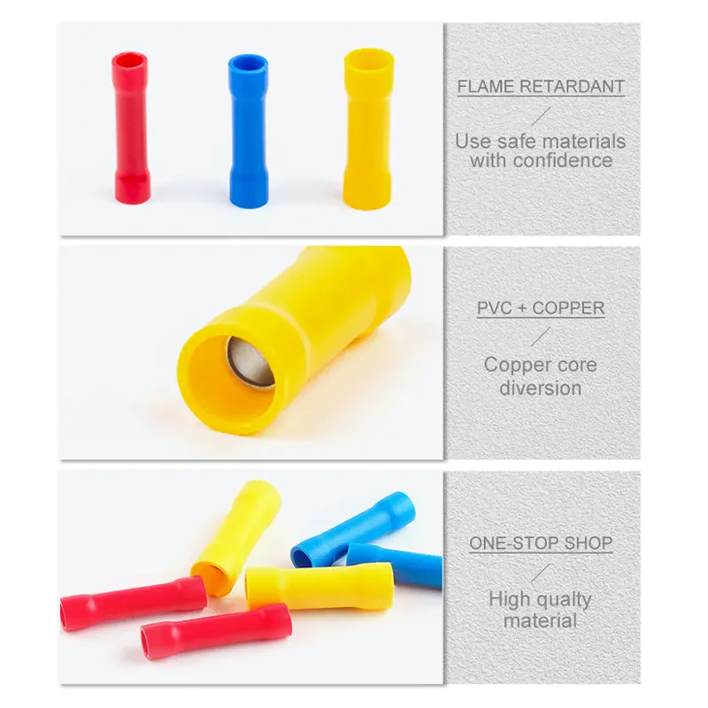 25PCS Insulated Crimp Terminals Electrical Wire Cable Butt Connectors Cold Press Crimping Terminal BV1.25 BV2.5 BV5.5