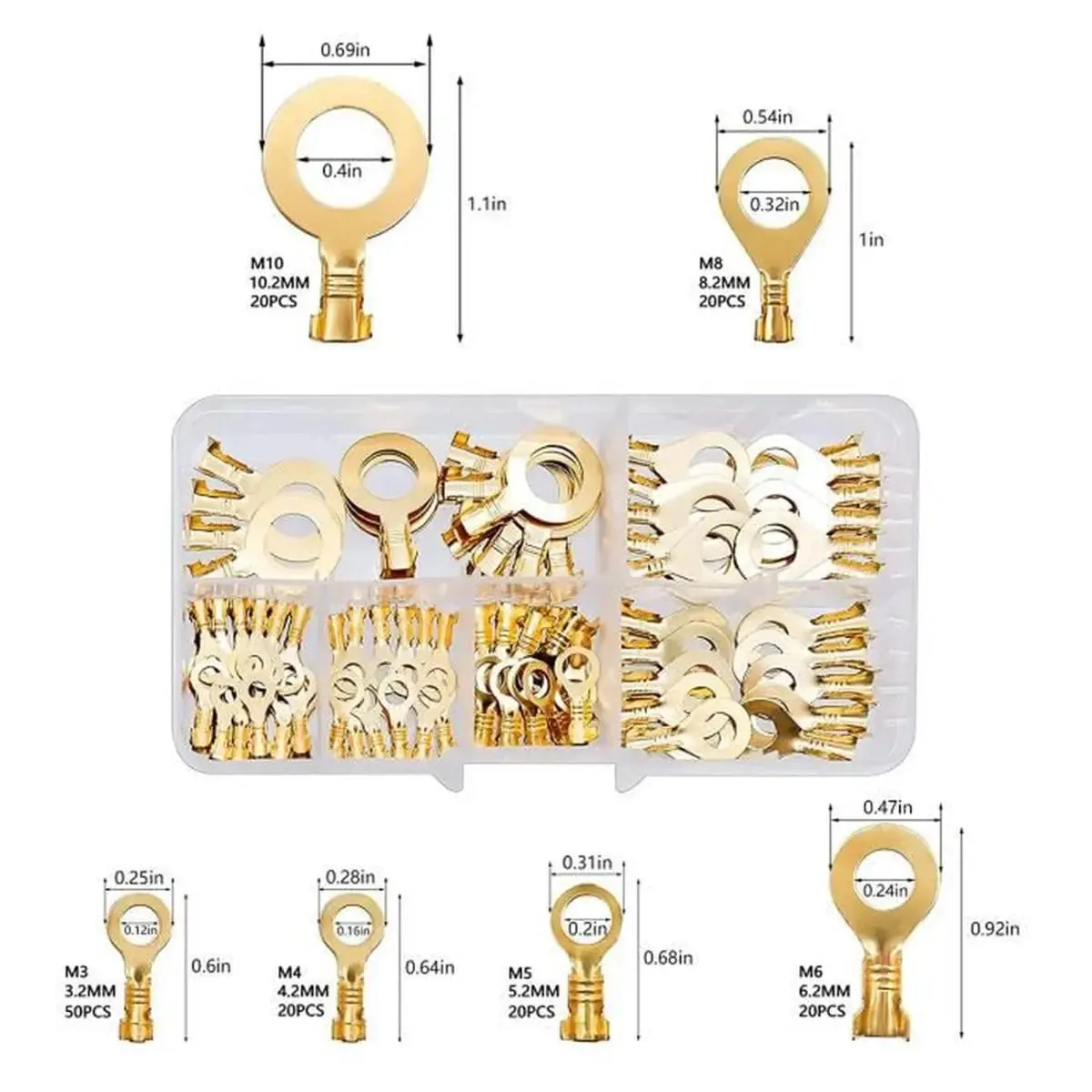 150pcs/set Round Terminal Block DJ431 O-type Lugs Terminals Cold-Pressed Connector Copper Tab Wiring Nose Combination Set New