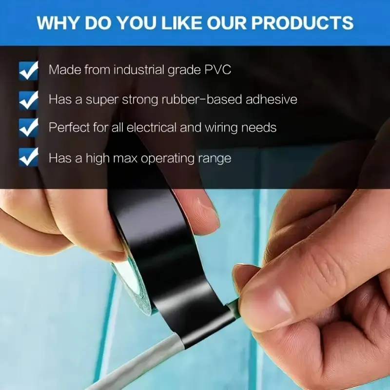 50m high-temperature resistant black rubber electrical tape-durable and soft insulating adhesive, used for industrial, household