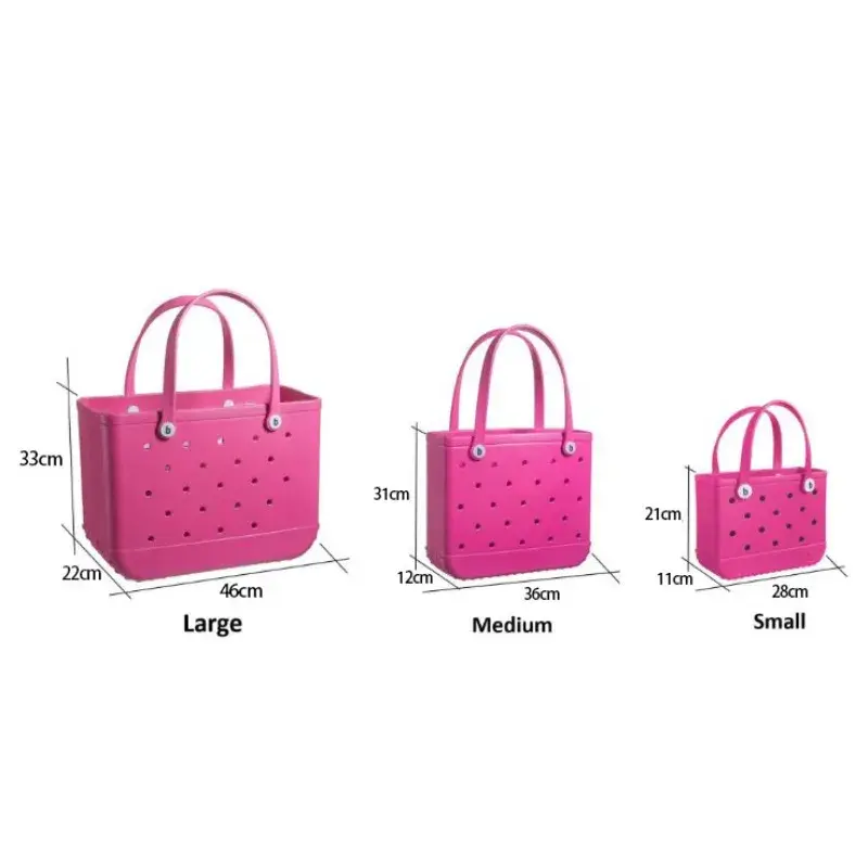 M/L/XL Beach Bag Fashion EVA Waterproof Rubber Picnic Storage Basket Travel Shopping Handbag Women Shoulder Solid Color Tote Bag