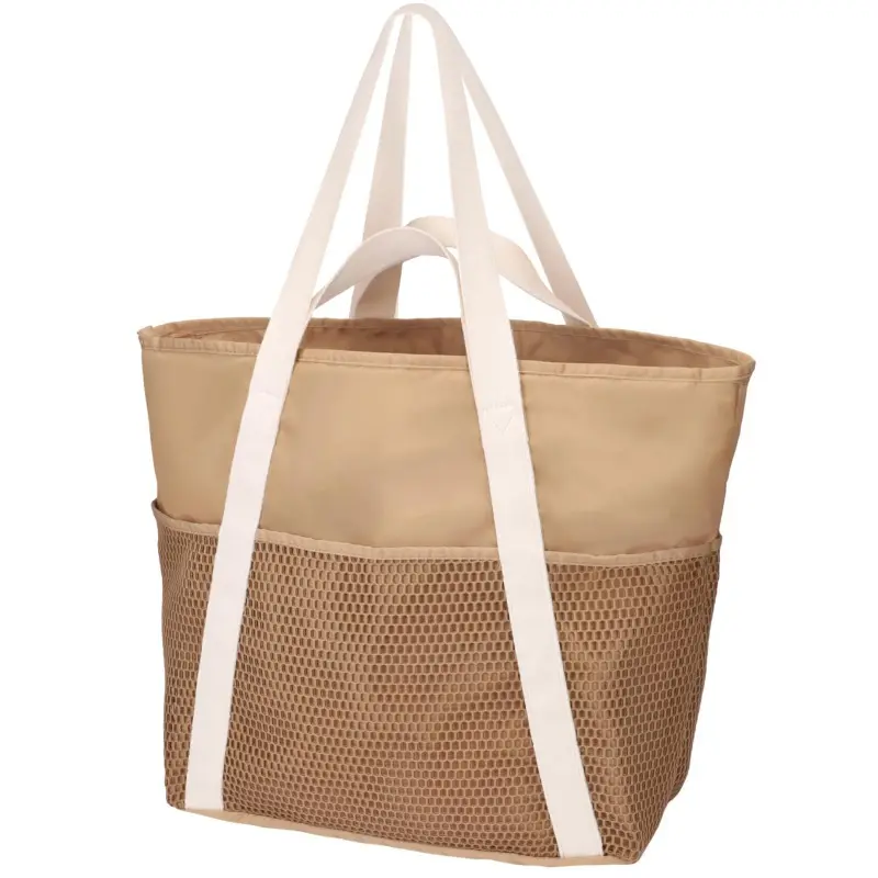 Waterproof Sandproof Large Capacity Shoulder Beach Bag  Nylon Mesh Foldable Tote for Travel Swim Pool Vacation