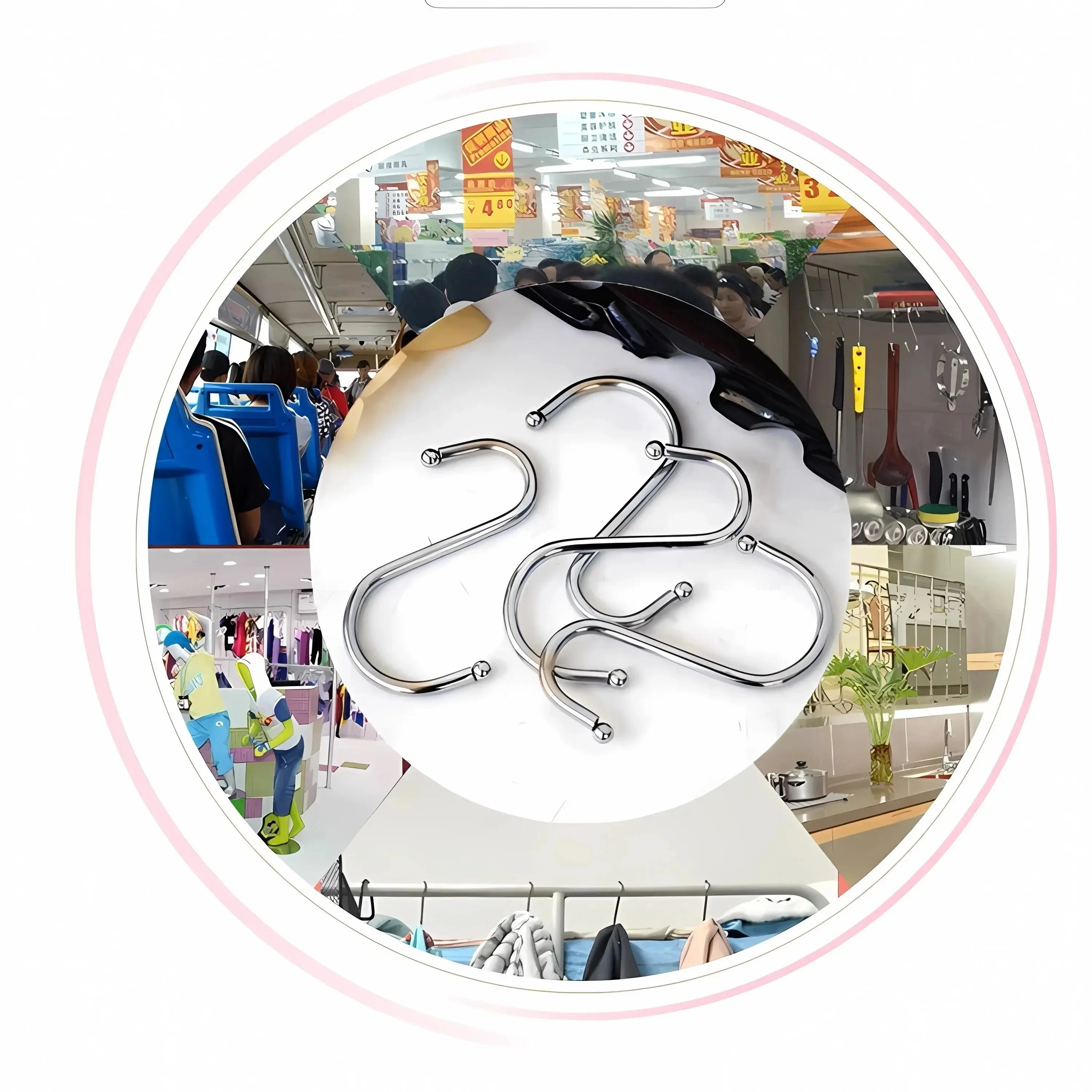 10pcs Stainless Steel S Shaped Hook Kitchen Bathroom Clothing Hooks Multi-functional Metal Hanging Hook