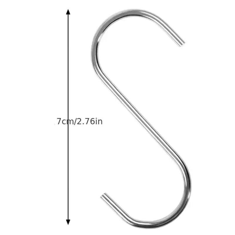 10pcs Stainless Steel S Shaped Hook Kitchen Bathroom Clothing Hooks Multi-functional Metal Hanging Hook