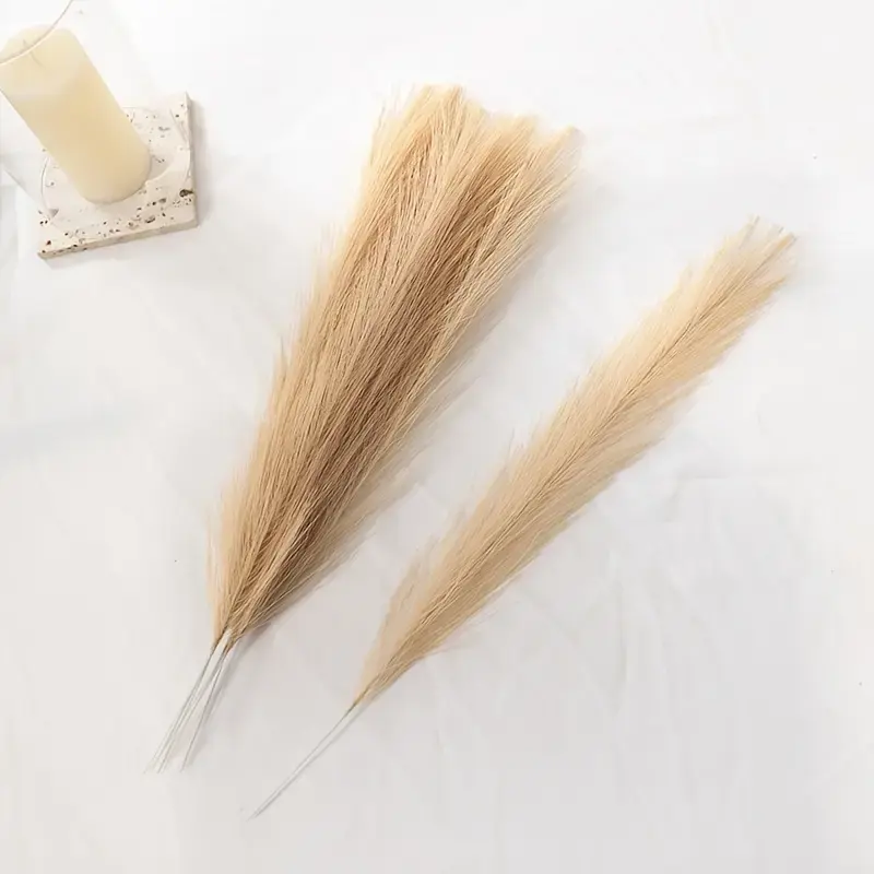 5pcs 42cm Artificial Pampas Grass Simulation Feather Wedding Props, Reed Hair Boho Home Decoration