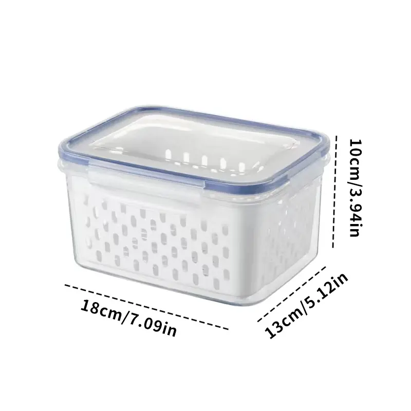 Refrigerator Storage, Drainage Double Layer Preservation Box Outdoor Picnic Portable Fruit Box Storage Box