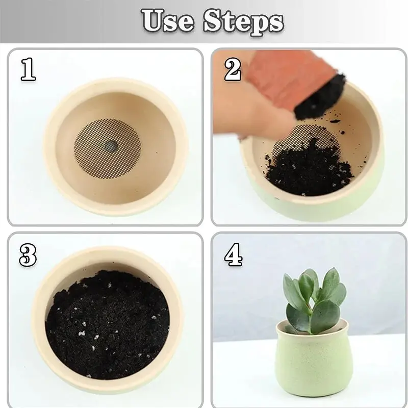 50PCS Prevent Soil Loss Breathable Gasket Leakproof Drainage Flower Pot Hole Mesh Pad Bottom Mat Breathable Drainage Gasket Net