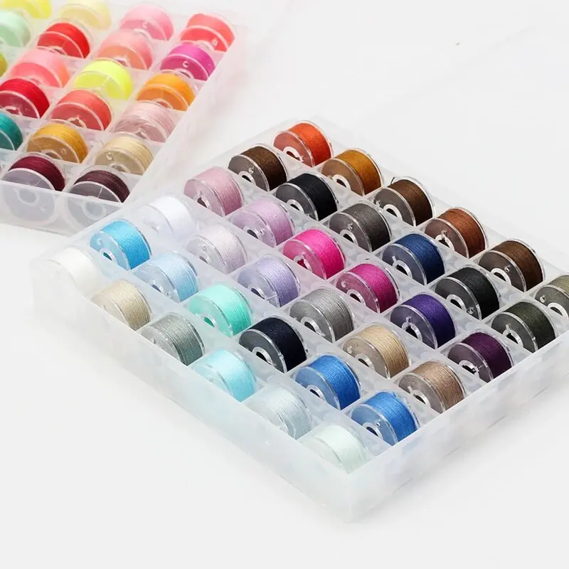 36 Colours High Quality Sewing Thread Boxed Bobbin Set, Suitable for Many Sewing Machines, with Bobbin Case, 36pc