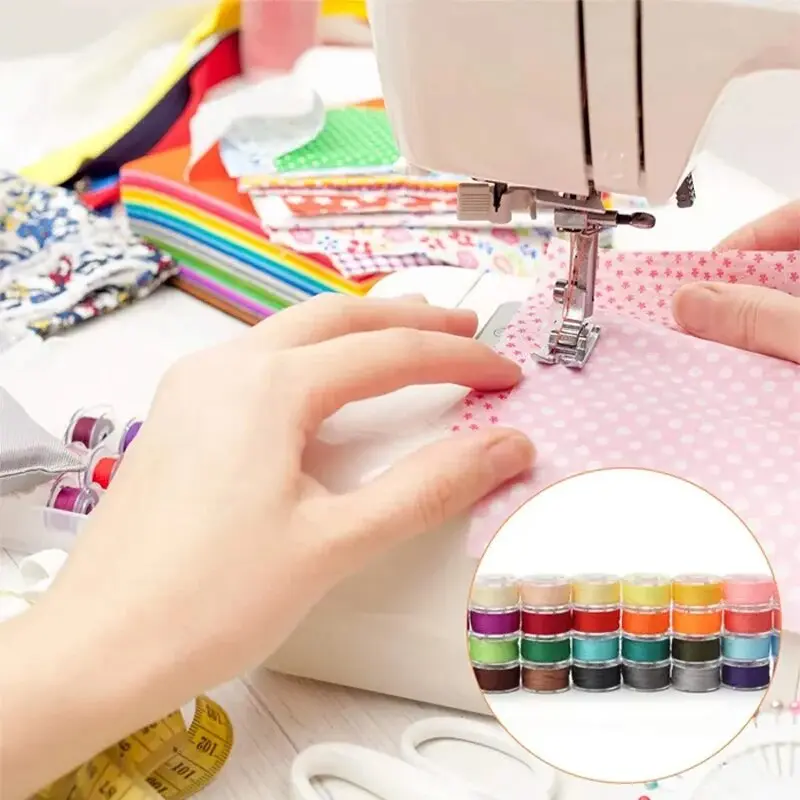 36 Colours High Quality Sewing Thread Boxed Bobbin Set, Suitable for Many Sewing Machines, with Bobbin Case, 36pc
