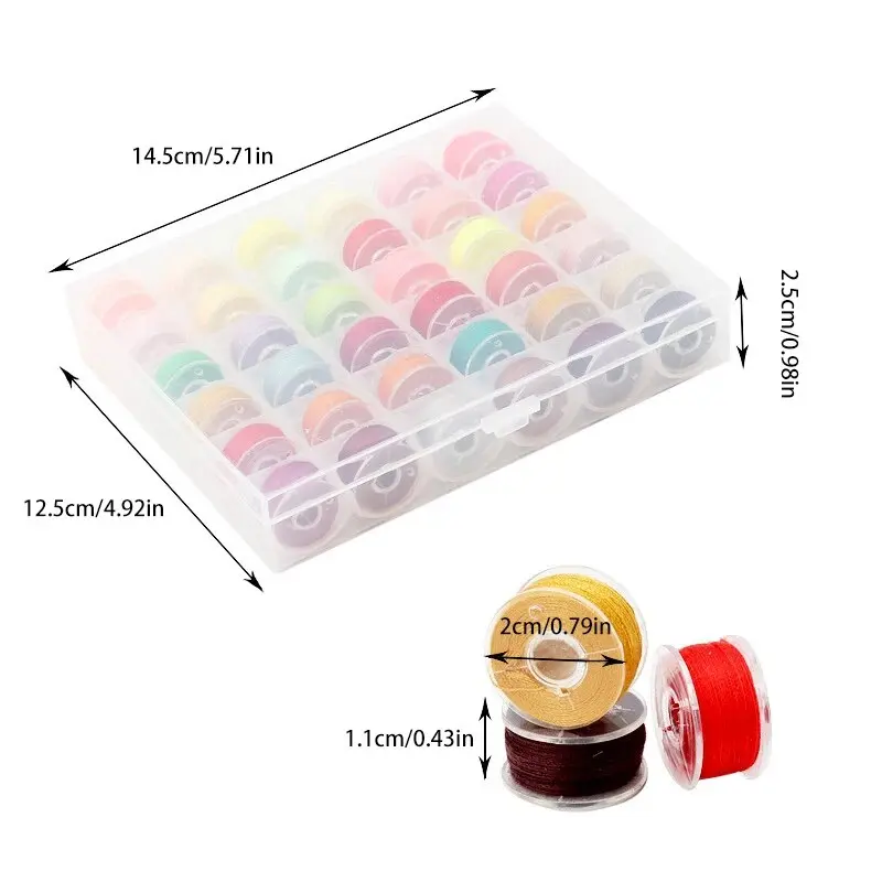 36 Colours High Quality Sewing Thread Boxed Bobbin Set, Suitable for Many Sewing Machines, with Bobbin Case, 36pc