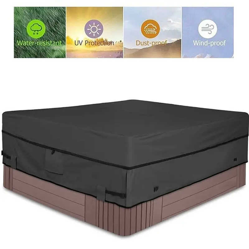 Universal Hot Tub Dust Cover 210D Waterproof Oxford Bathtub Cover Furniture Protector Dust Cover Outdoor Sunshade SPA Pool Cover