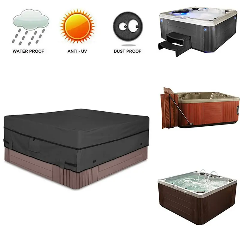 Universal Hot Tub Dust Cover 210D Waterproof Oxford Bathtub Cover Furniture Protector Dust Cover Outdoor Sunshade SPA Pool Cover