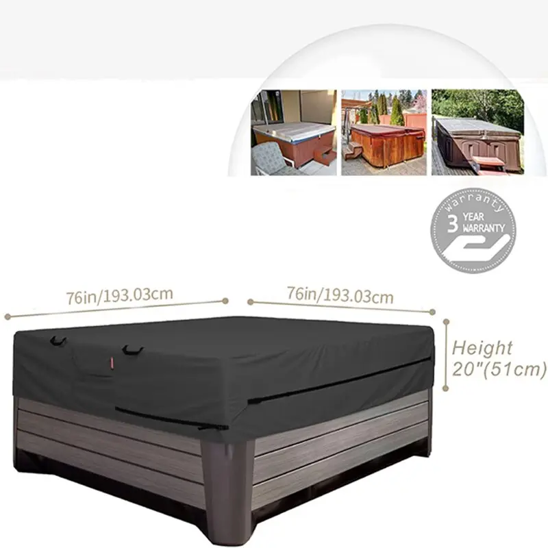 Universal Hot Tub Dust Cover 210D Waterproof Oxford Bathtub Cover Furniture Protector Dust Cover Outdoor Sunshade SPA Pool Cover