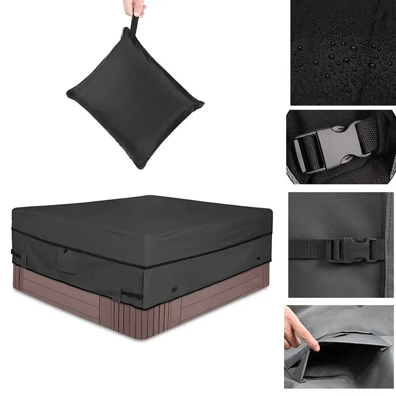 Universal Hot Tub Dust Cover 210D Waterproof Oxford Bathtub Cover Furniture Protector Dust Cover Outdoor Sunshade SPA Pool Cover