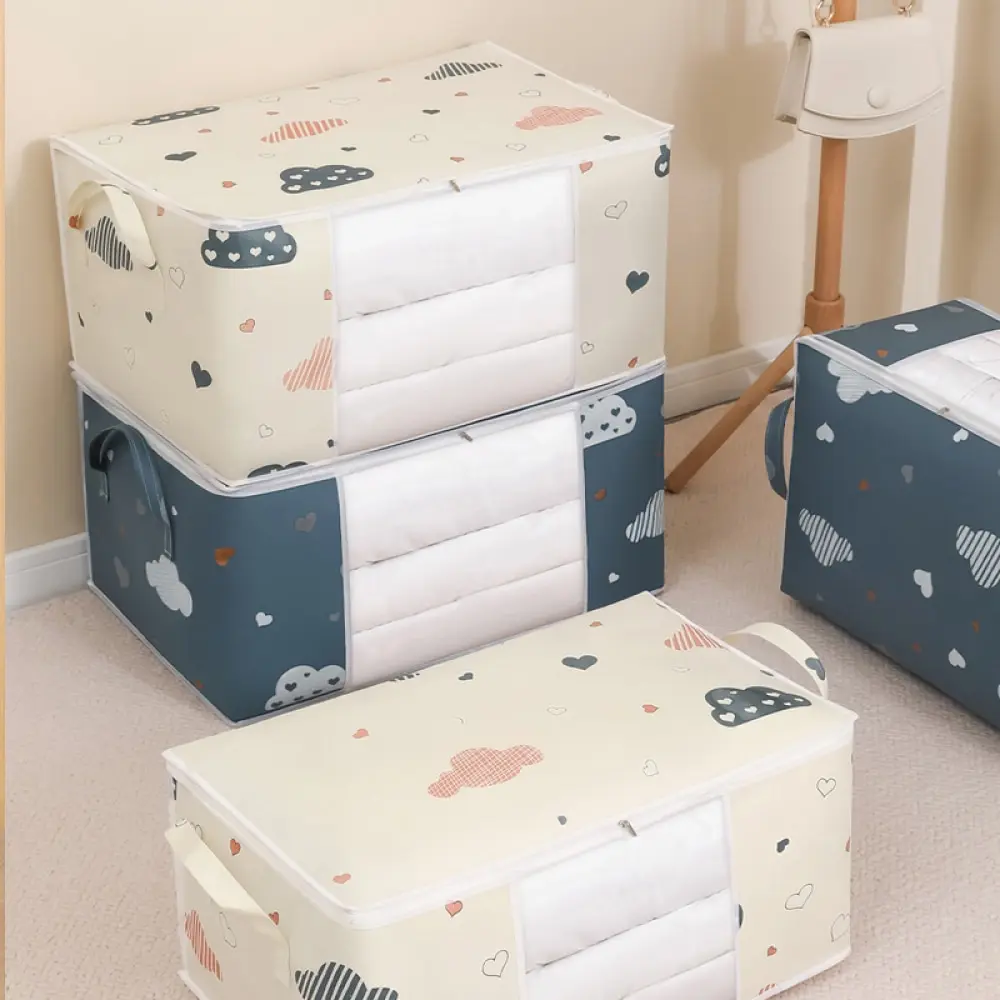 Storage Bag Clothes Blanket Quilt Sweater Foldable Organizer Box Durable Cartoon Print Winter Clothes Cabinet