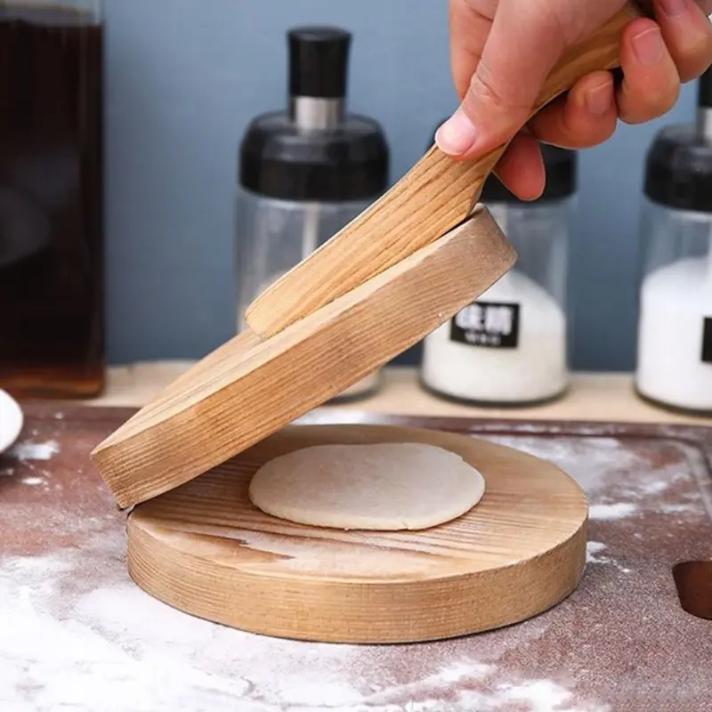 Solid Wood Dough Press Tool Quick Easy Dumpling Skin Presser Home Dumpling Wrapper Skin Making Mold Kitchen Pastry Baking Tools