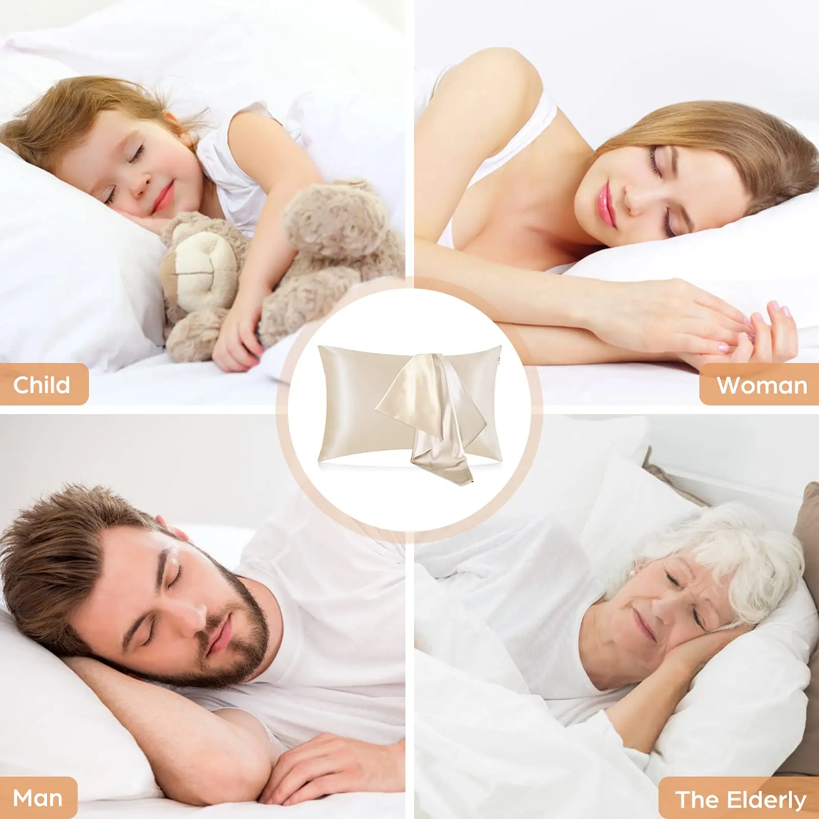 Satin Pillowcases Hair Skin Friendly Simulation Silk Pillowcases With Envelope Closure For Bedroom Office Living Room No Pillow