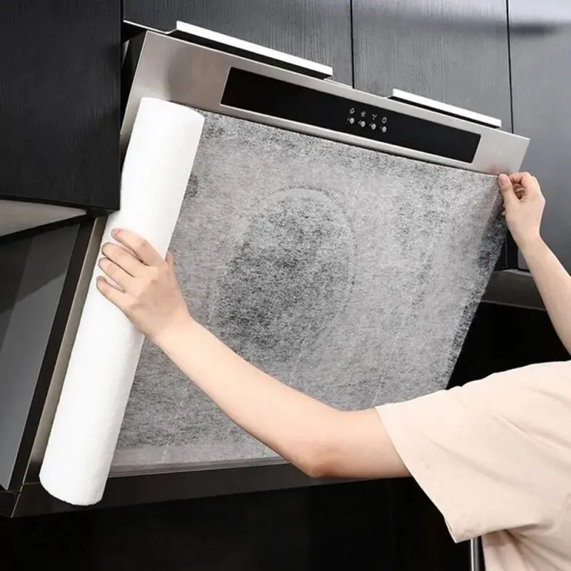 12pcs 43cmX45cm Kitchen Range Hood Oil-proof Oil-absorbing Paper Filter Disposable Side Suction Oil-absorbing Cotton