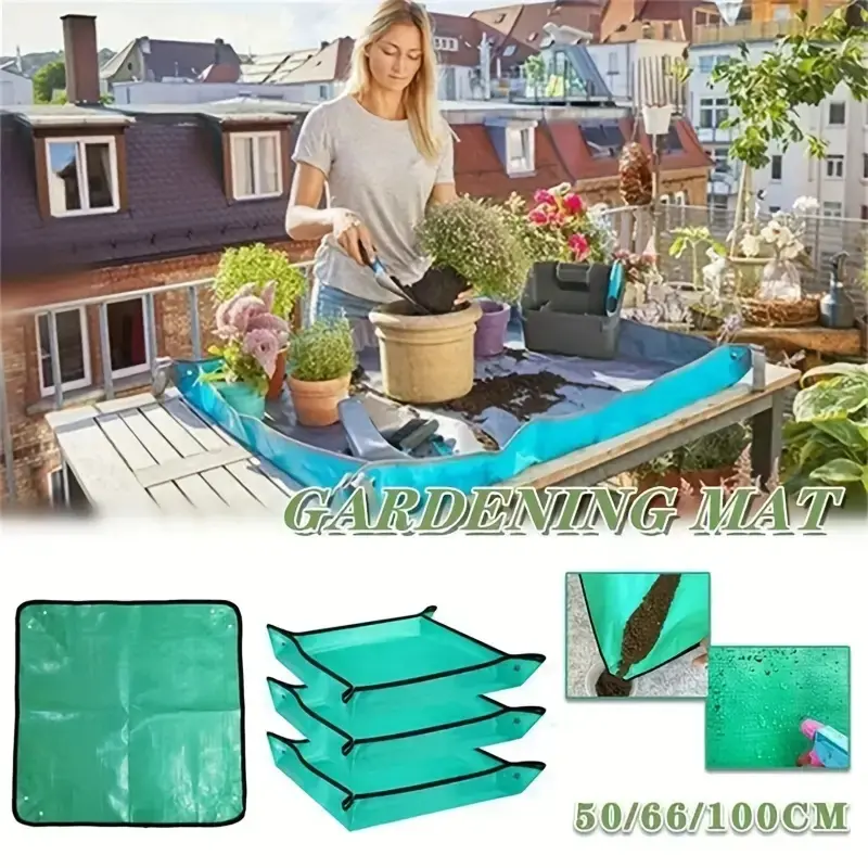 1pc Planting Mat PE Gardening Potting Mat DIY Foldable Waterproof Flower Plant Transplanting Mats For Gardening Tools, 19.69/25.
