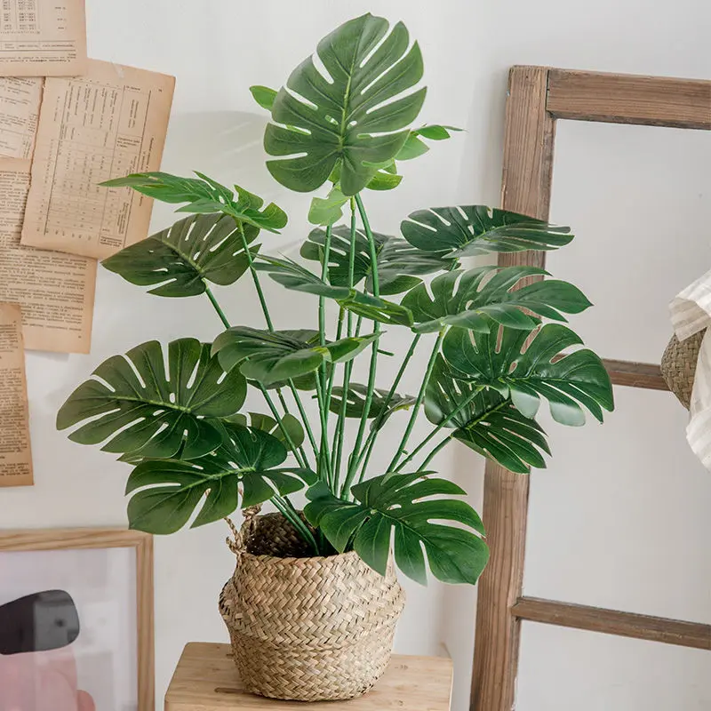 Artificial Turtle Back Leaf High Grade Simulation Of Fake Flowers 18 Fork Turtle Back Leaf Creative Simulation Plant Wall Potted