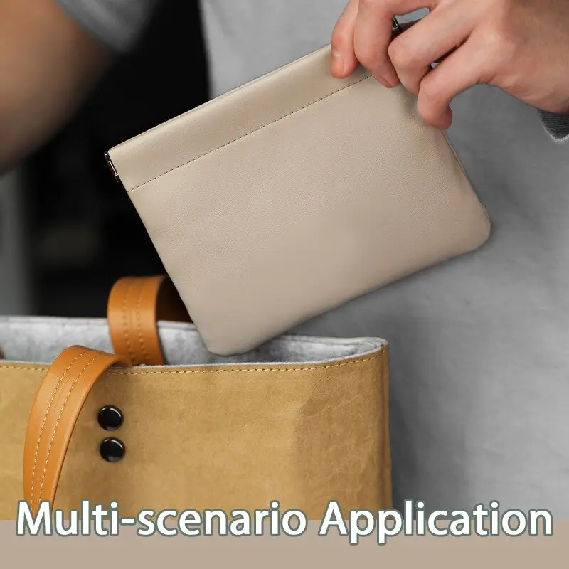 Fashion PU Leather Storage Bag Automatic Closure Waterproof Purse Portable Earphone Charging Line Cosmetic Lipstick Jewelry Bag