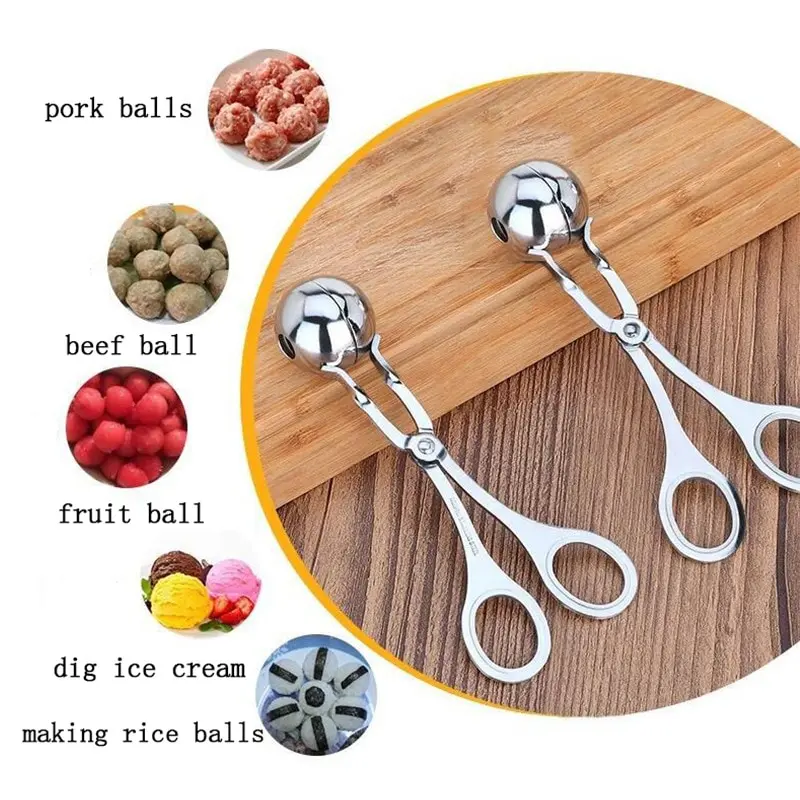 1 Set Of Meatball Maker Fish Ball Shrimp Ball Round Rice Ball Maker Stainless Steel Easy To Clean Kitchen Gadgets