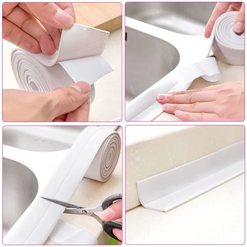 3.2m Kitchen Anti Mold Tape White Seal Waterproof Anti Grease Tape Bathroom Toilet Floor Seam Wall Corner Sticker