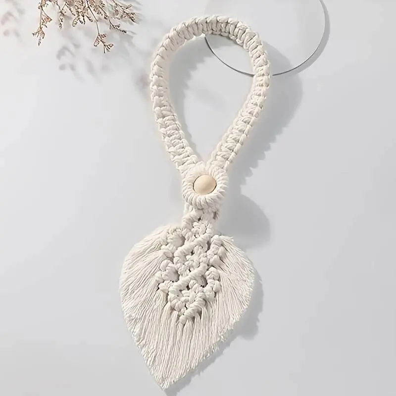 Handmade Braided Cotton Rope Curtain Fasteners Curtain Ties Tassel Leaf Curtain Ties Bohemian Style