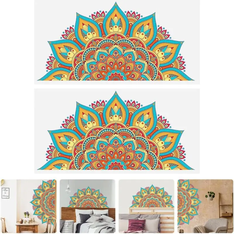 Colourful Mandala Lotus Wall Stickers, Home Room Decoration, Meditation, Stickers Wall Stickers, Yoga Studio Poster